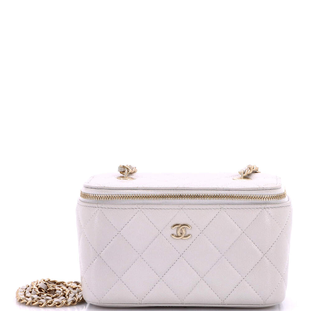 Chanel Small Classic Vanity Case with Chain Quilted Caviar